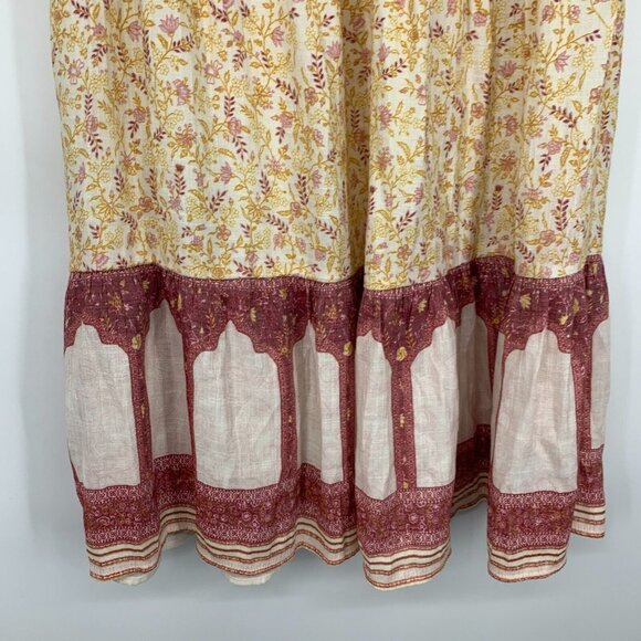 Wonderly Skirt Floral Print Midi Pull On Yellow Tassel Boho - Picture 9 of 11